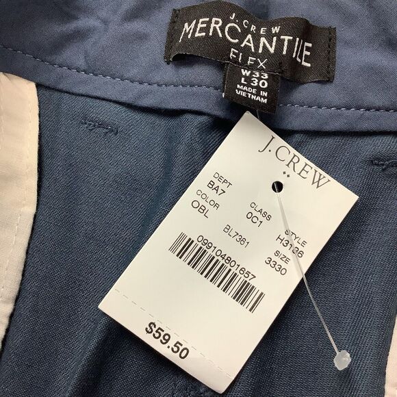 J Crew Mercantile Flex Pants Men's 33x30 (33x29) Straight Leg Chino Blue Stretch - Picture 8 of 14